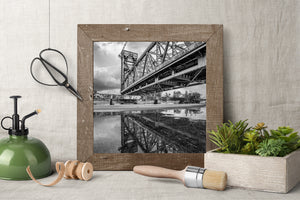 Hamilton Ontario lift bridge reflection urban industrial scene