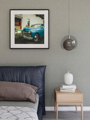 classic car street scene Niagara Ontario after rainfall with reflective pavement