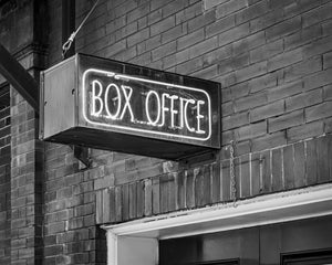 Historic Toronto Massey Hall box office sign on brick wall