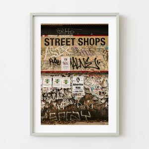 Street Shops graffiti wall photographed in downtown Toronto