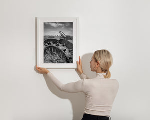 Abandoned agricultural machinery in Saskatchewan photographed in black and white