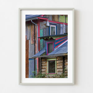 Colorful historic building exterior in Dawson City Yukon