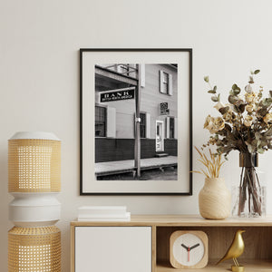 Monochrome architectural photograph from Dawson City Canada