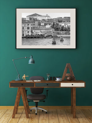 Italian cityscape canal in monochrome wall art