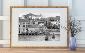 Venice Italy canal architecture black and white artwork