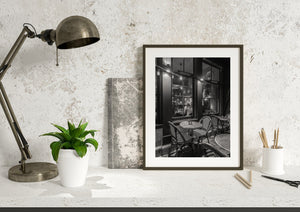 Evening reflections in Haarlem cafe glass