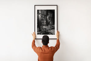 Haarlem outdoor cafe chairs with glowing windows