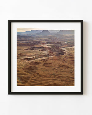 Layered canyons and distant mesas in Canyonlands National Park, Utah.