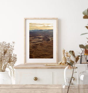 Deep ravines and terraced sandstone create intricate patterns in Canyonlands National Park.