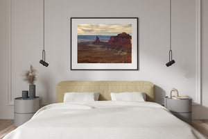 Canyonlands Red Buttes Beneath Golden Clouds Landscape Photography