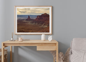 Canyonlands Red Buttes Beneath Golden Clouds Landscape Photography