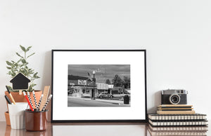 Indiana diner photograph showing a classic Beetle and everyday roadside details.