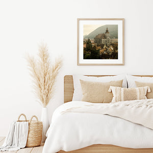 Romanian Black Church with Rooftops Fine Art Print