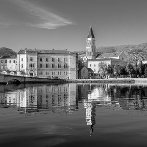 Historic Trogir cathedral at sunset