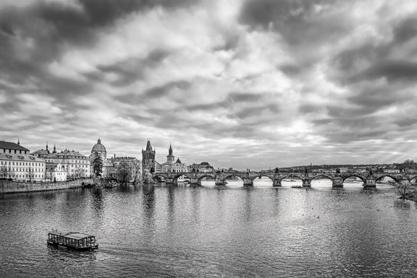 Historic Charles Bridge over Vltava River