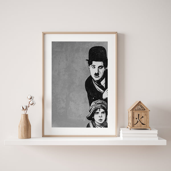 Charlie Caplin and Boy on Cuban Wall | Photo Art Print fine art photographic print