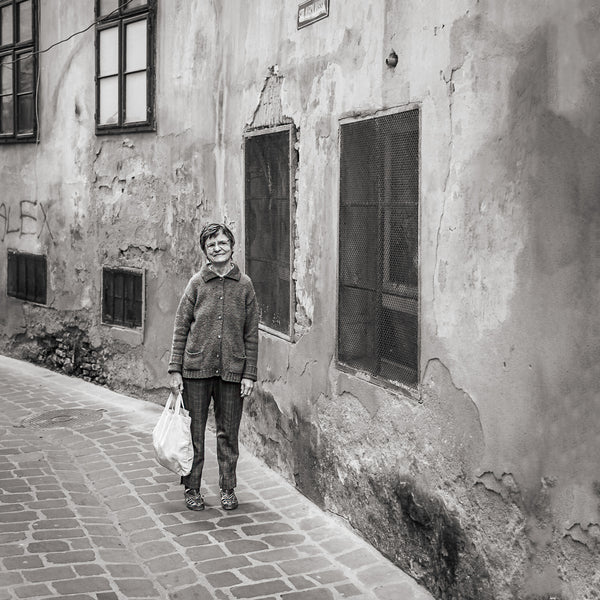 Black and white street photo Brasov Romania