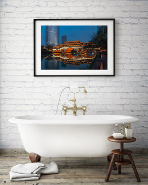 Night view of Anshun Bridge with city lights