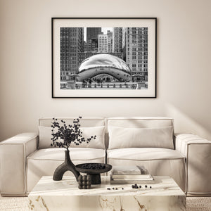 High contrast reflection of buildings in Chicago Bean surface