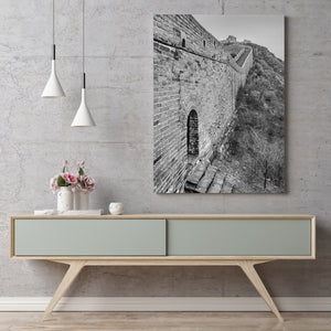 Vertical photograph of ancient brick fortifications in China