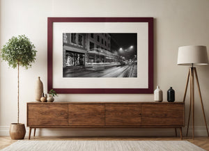 Black and white Oslo night street