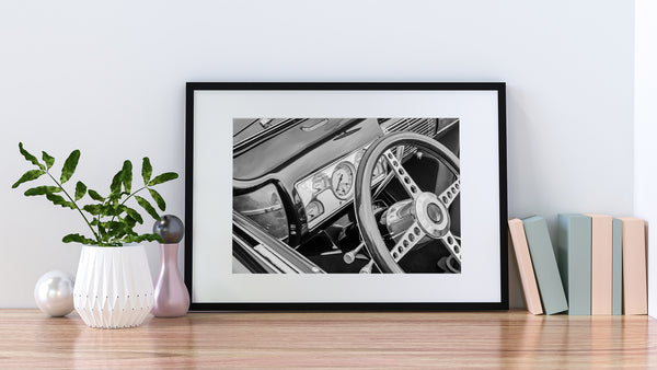 Retro car steering wheel art