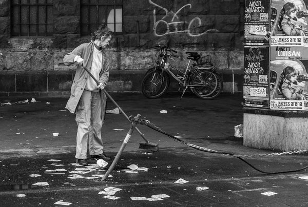 Cleaning up the street after a festival in Frankfurt | Wall Art