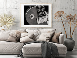 Minimalist guitar wall art in black and white