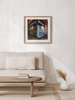 Dublin cobblestone street after dark