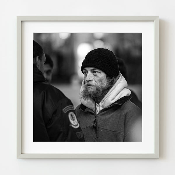 Black and white portrait of a man in New York City