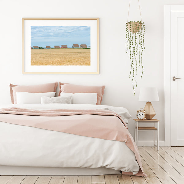 Tranquil PEI coastal cottages wheat fields wall art