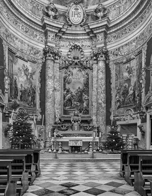 saint ignatius church dubrovnik baroque altar and frescoes in monochrome