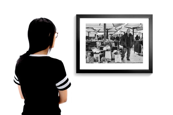 Black and white street photography market Croatia