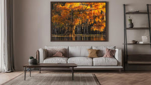 Cypress Autumn Foliage Glowing in Warm Sunset Light