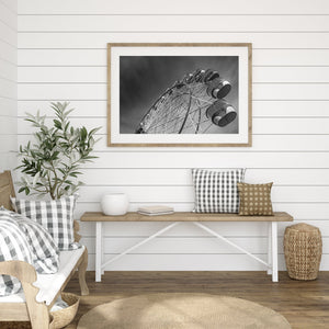 Monochrome image Sydney Ferris wheel and clouds