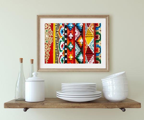 Colorful Tibetan design print for wall art