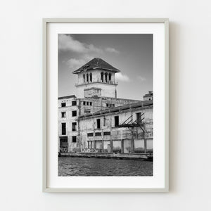 Abandoned warehouse Havana Cuba black and white