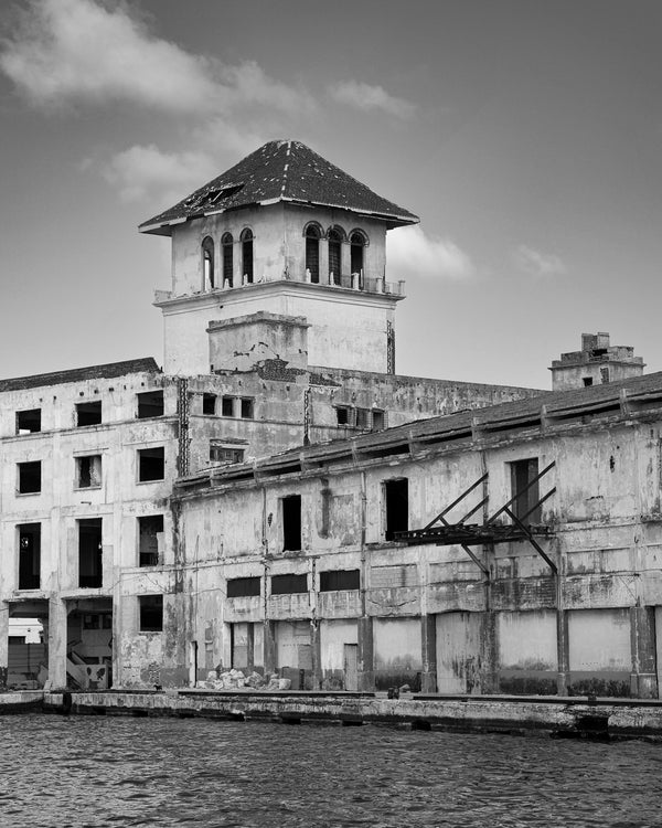 Decrepit building waterfront Havana Cuba