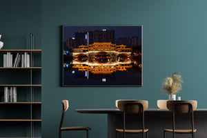 Downtown Chengdu China bridge over the river at dusk | Photo Art Print fine art photographic print
