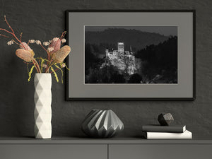 Eerie silhouette of Bran Castle at night