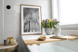 Ornate church windows and towers beneath the Frauenkirche dome