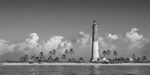 Panorama del faro di Dry Tortugas in bianco e nero