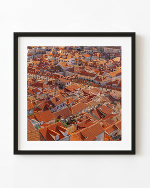 Dense orange terracotta rooftops in Dubrovnik, Croatia