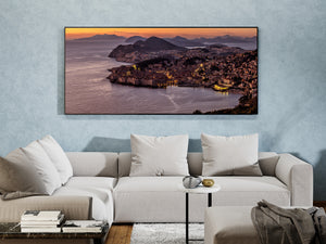 Evening panorama of Dubrovnik old town and the Adriatic coastline