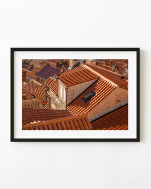 Terracotta rooftops and pale stone buildings in Dubrovnik old town