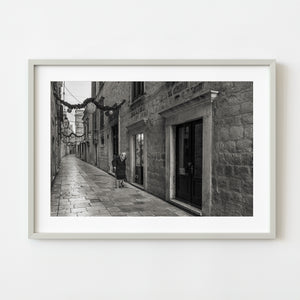 Dubrovnik street with an elderly woman walking | Photo Art Print fine art photographic print