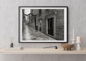 Dubrovnik street with an elderly woman walking | Photo Art Print fine art photographic print