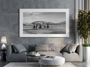 Cultural documentary-style wall art from Central Asia