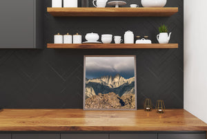 Photograph of Eastern Sierra cliffs under layered cloud cover