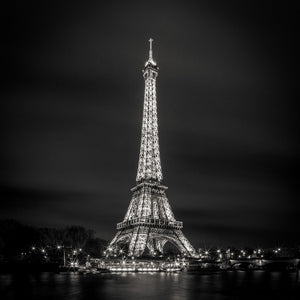 Paris landmark glowing after sunset